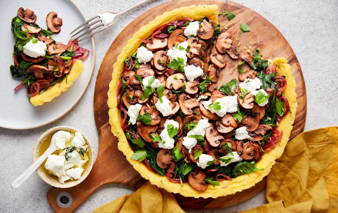 PACKED TO THE GILLS: This polenta and mushroom tart is bursting with flavour and nutrition.