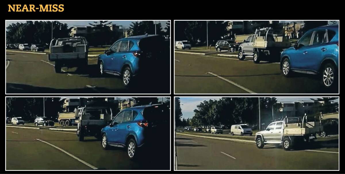 DASHCAM: The nail-biting near miss occurred at the Carrington roundabout on Hannell Street Wickham. See the full video of the traffic mayhem at theherald.com.au. Picture: Dave Brazier 