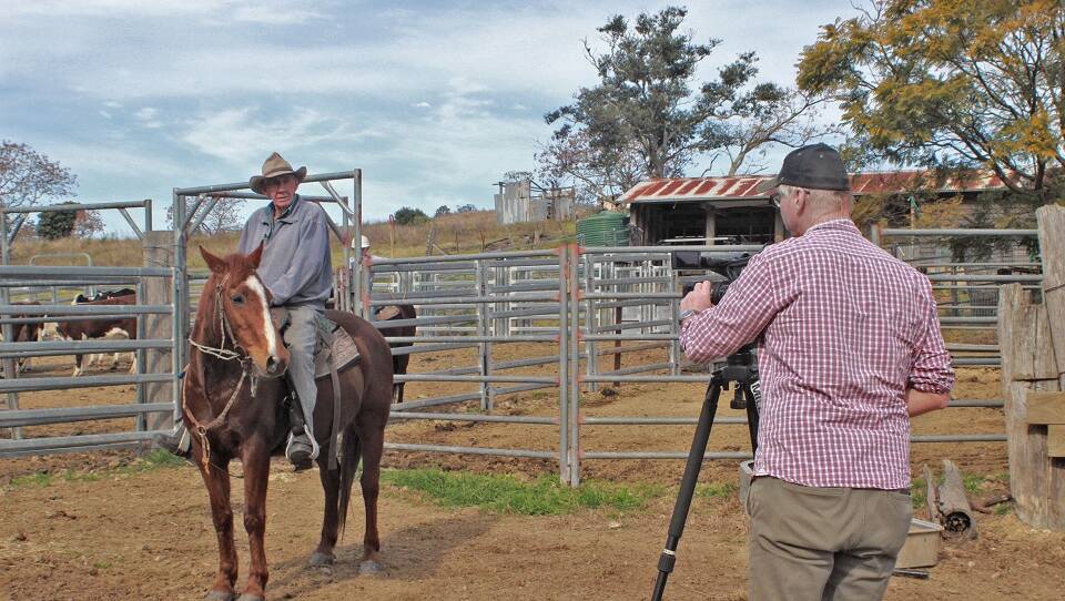 During the shoot, Kelvin Gregory spent some time on his horse with Pete White filming. Photo Treechange Films