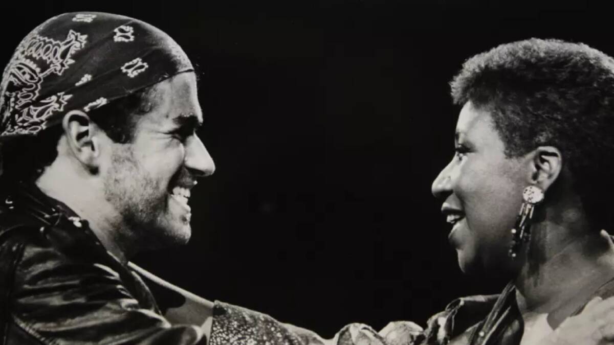 In this Aug. 30, 1988, photo, Aretha Franklin joined George Michael during his Faith World Tour in Michigan. Photo: AP/Rob Kozloff