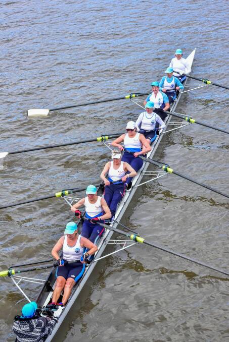 GREAT EIGHT: North Esk Rowing Club and Derwent Mercantile Collegiate Rowing Club's composite crew trains on the Tamar ahead of competing in Head of the Yarra. Picture: Neil Richardson 