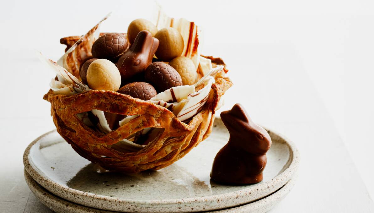 Pastry baskets with chocolate straw and eggs. Picture: Supplied