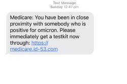 DON'T CLICK THE LINK: Test messages like this one, claiming to be from Medicare, are doing the rounds. Picture: Anna Wolf