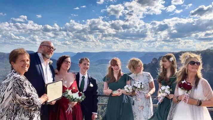 At the wedding of Shannon Coggins' younger sister in the Blue Mountains. She resettled in Australia 16 years ago and this trip was the first time Shannon got to see where her sister lived and meet the extended family. Picture supplied.