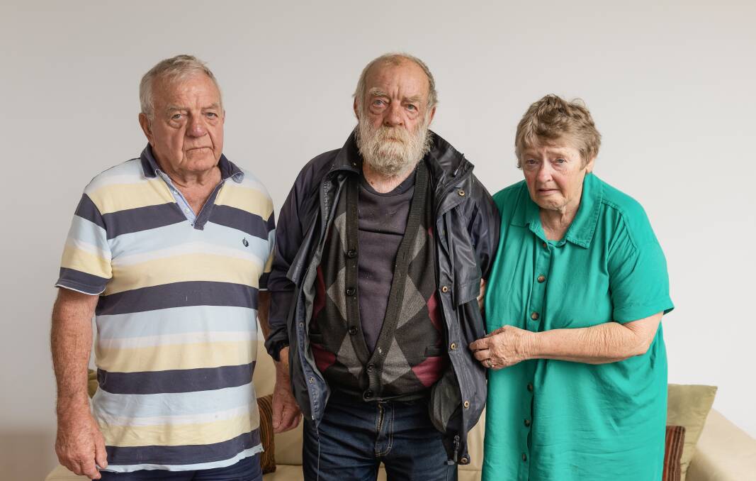 Ronald and Alwyn Craig and their sister Evelyn Shinn in Newcastle this week. Picture by Marina Neil. 