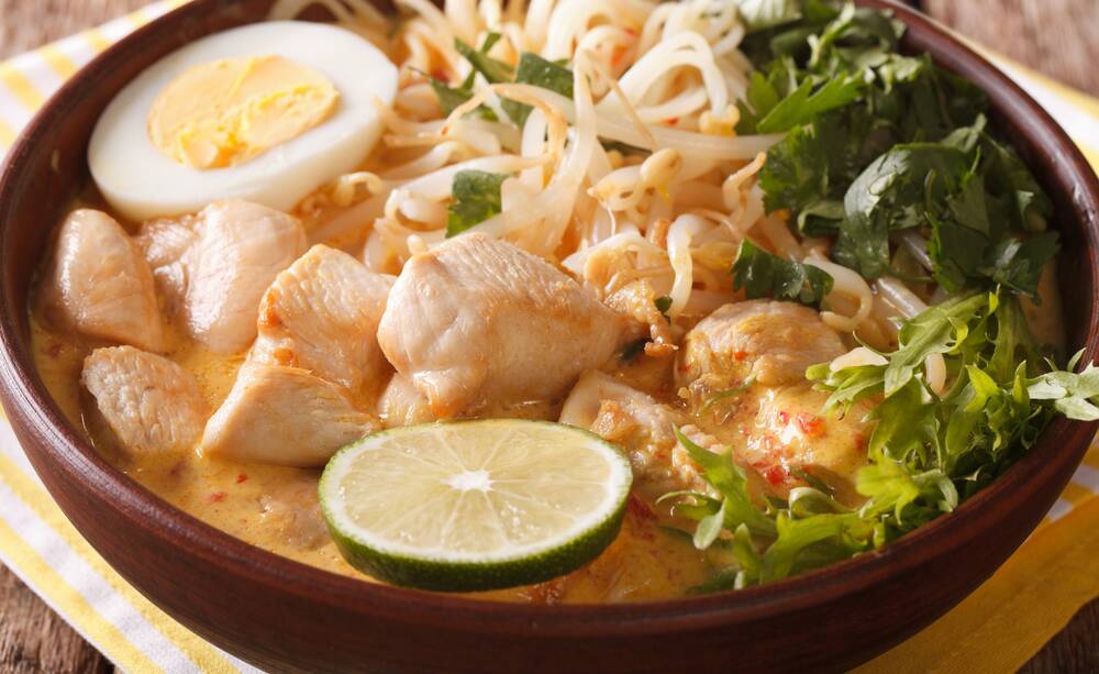 The Food Safety Information Council is urging Australians to buy and use meat thermometers to test the temperature of meats such as the chicken in this delicious laksa, and egg based dishes. File picture 