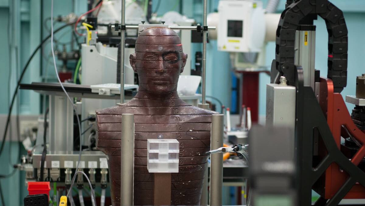 NO DUMMIES: Researchers are close to developing a new form of radiation treatment which could significantly improve treatment for cancer patients. Pictured: a model being used to simulate a human patient during testing.