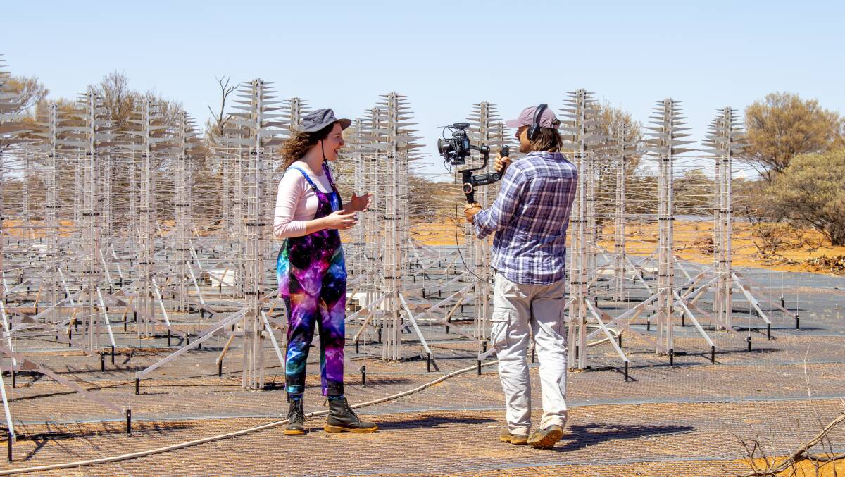STAR STRUCK: A new documentary showcases Western Australia's potential as a star gazing capital of the world. Pictured: International Centre for Radio Astronomy PhD student Kathryn Ross at the Murchison Radio-astronomy Observatory.