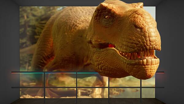 Image of a tyrannosaurus rex from the Hologram Dinosaurs installation. Picture from Australian Museum