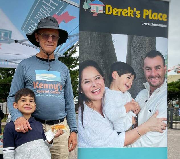 FAMILY MATTERS: Ken Welsh and his grandson Cristian on the morning of the launch of Ken's epic walk. Pictured in photo: Natasha Welsh, Cristian Welsh and the late Derek Welsh. 