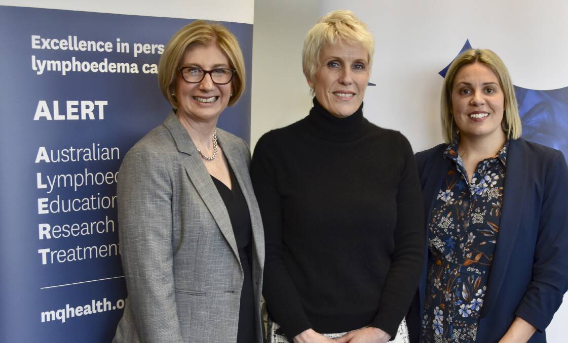 TEAMWORK: Macquarie University and GenesisCare have partnered for a new lymphoedema research project. Pictured (l-r) ALERT director Louise Koelmeyer, research assistant Lori Lewis and Oncologist Dr Chelsie O'Connor.