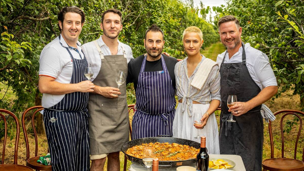 YOUNG GUNS: Chris Tudor, Dom Aboud, Ruben Lopez, Lily Hahn-Stevens and Richard Learmon (l-r) will all be offering mouth watering experiences at Orange Food Week. Photo: TravMedia Australia