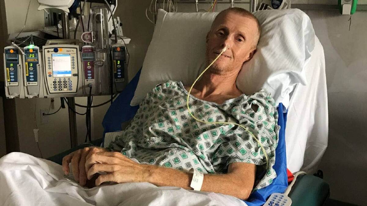 Nick recovers in hospital following his 2017 accident. Picture supplied