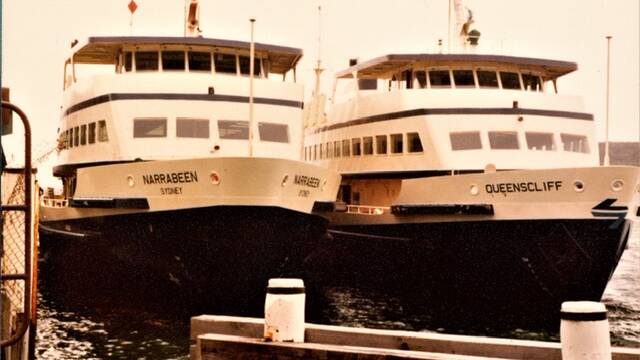 ALL ABOARD: The Narrabeen and Queenscliff at Manly Wharf in October 1984. Image courtesy of Northern Beaches Council Library Local Studies.