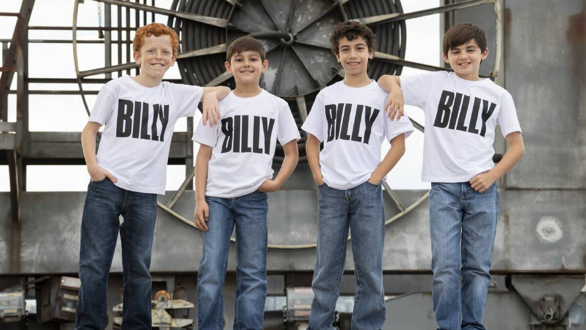AWESOME FOURSOME: Jamie Rogers, River Mardesic, Omar Abiad and Wade Neilsen will share the role of Billy Elliot during the show's return to Australia. Photo: James D Morgan.