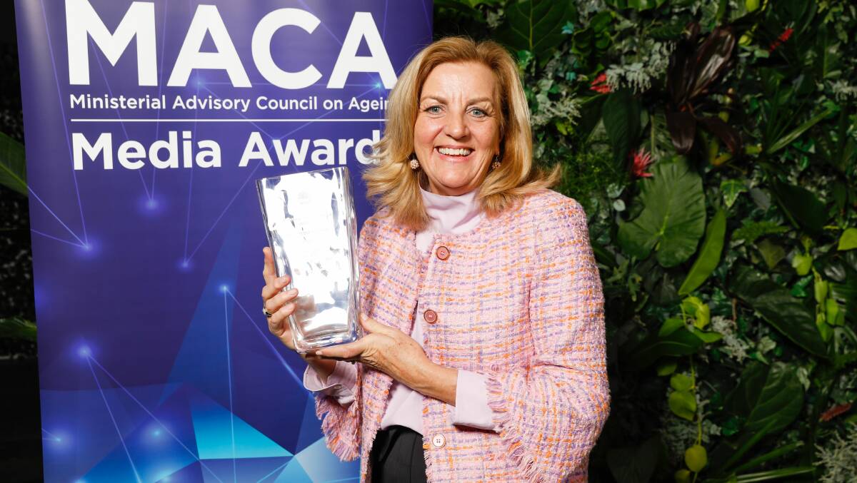 WINNING SMILE: Jean Kittson was all smiles after winning the Gold MACA at the at the Ministerial Advisory Council on Ageing (MACA) Media Awards. Photo: Salty Dingo