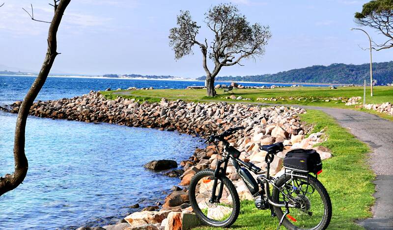 LIFE CYCLE:Off road bike trails like the Shoal Bay to Soldiers Point ride are safe and offer spectacular vistas. Photo: Richard Alaba.