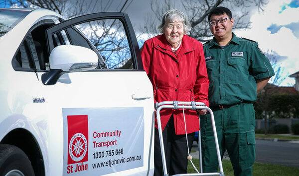 ROLL UP: St John Vic's transport service has already transported 1000 people this year. Pictured: Client Kathleen with driver Edgar.
