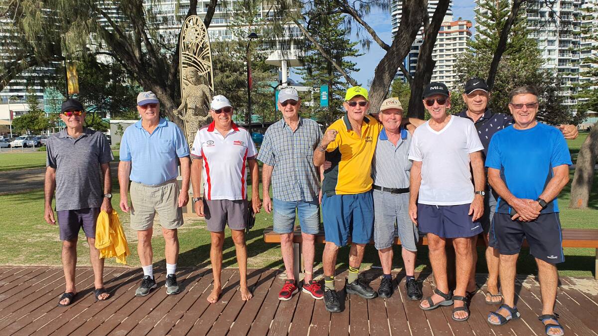 GREAT MATES: Don (fourth from left) with members of the Blokes Lounge walking group. 