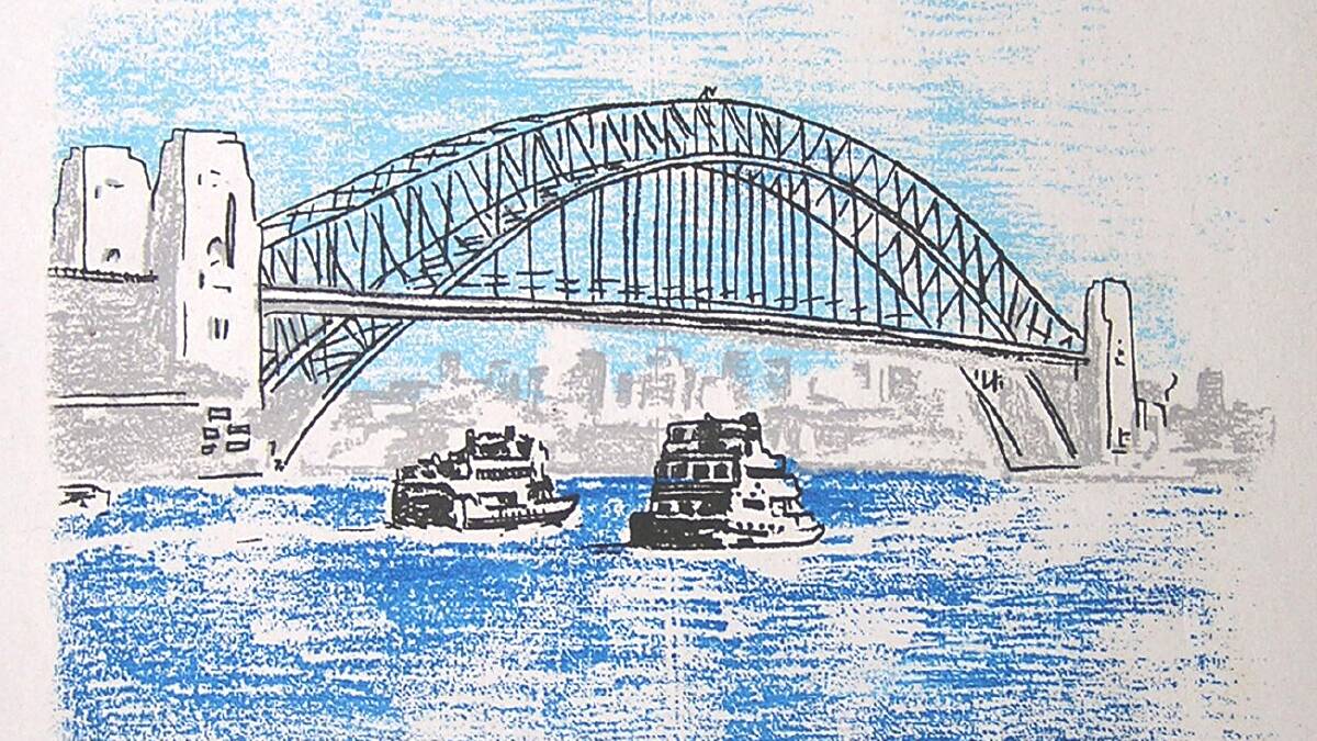 BUILDING BRIDGES: Jenny says mail art is a great way to make new friends. Pictured: Harbour Bridge mail art by Jenny England.