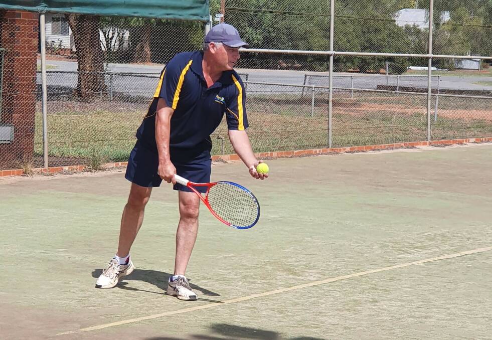 NET GAINS: Participating in the Masters Games is a great way to get some exercise and meet new friends. Pictured: Brad Hornery from Hanwood in NSW playing tennis. 