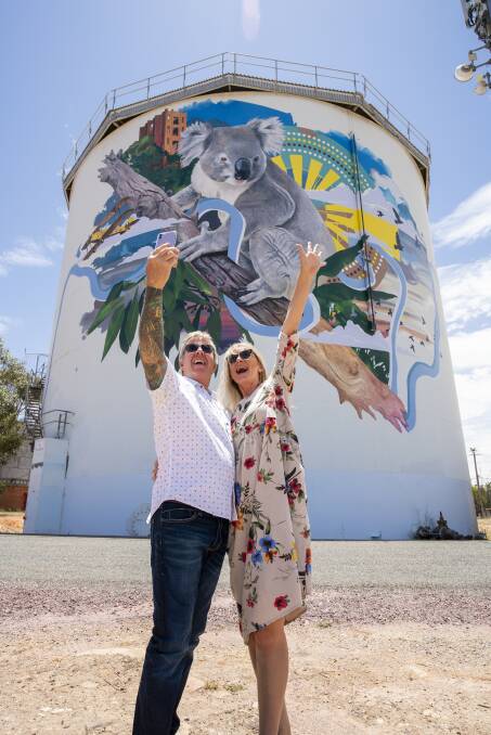 HIGH-LIGHT: The town's water-tower mural captures the spirit of the region.