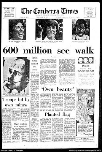 The dramatic incident involving Australian troops in Vietnam took pride of place with reports of the moon landing on the front page of our national newspaper, The Canberra Times.