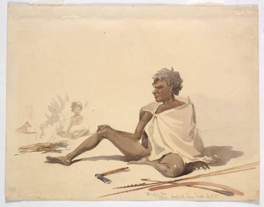 An Oswald Brierly sketch of Budginbro, also known as Chief of Twofold Bay. Budginbro's descendants have been advocating for the removal of Boyd's name locally. Picture: New South Wales State Library