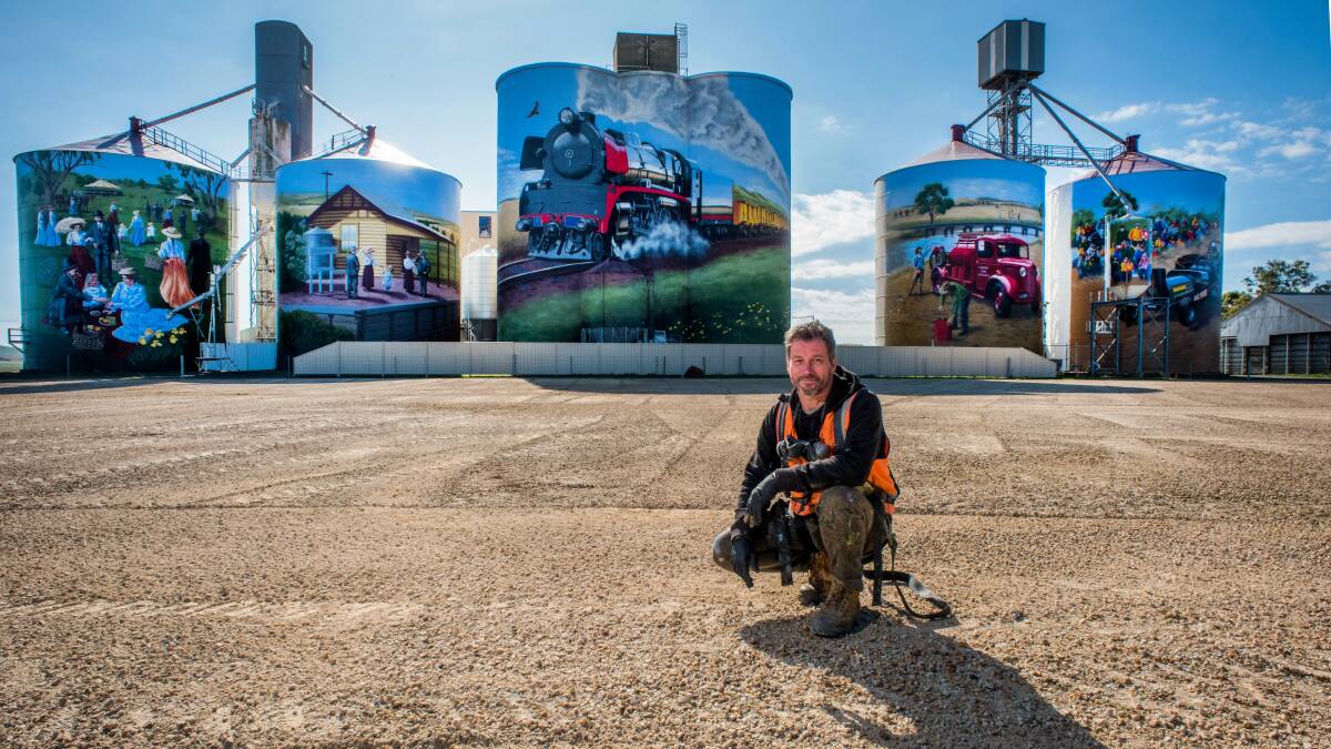 EARLIER ART: Artist Tim Bowtell has almost completed the Colbinabbin Silo Art project.