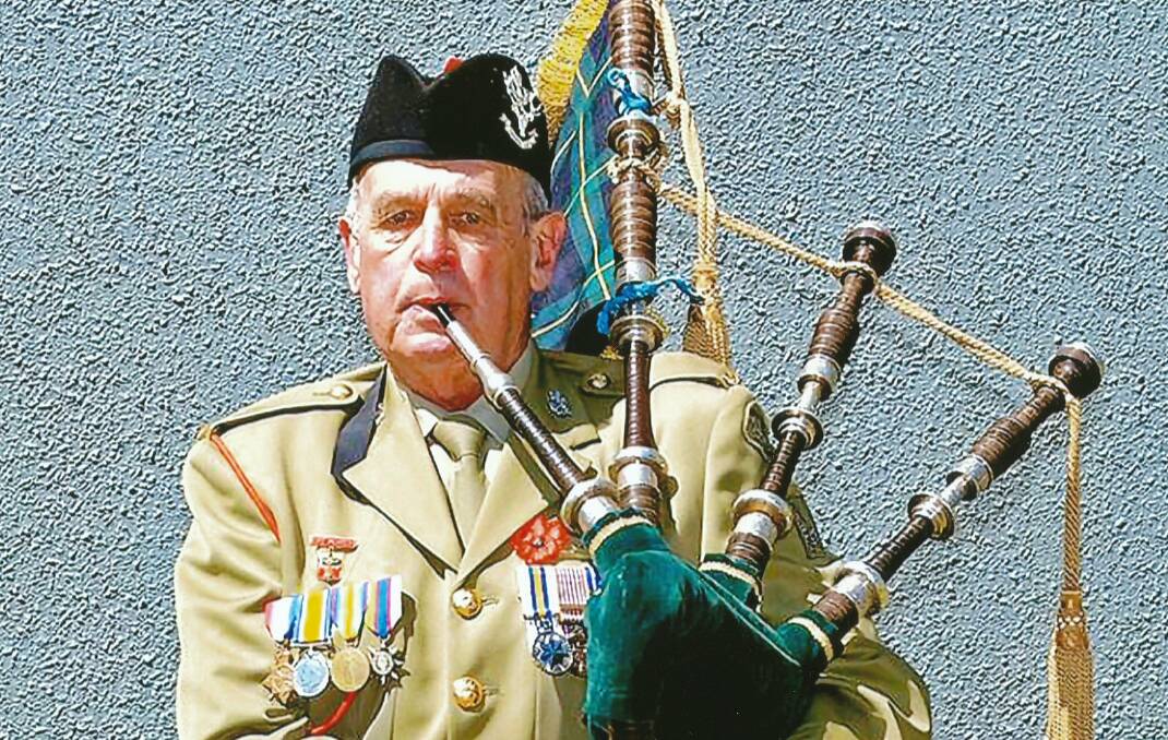 OLD B INDEED: Ian Arrell performing at Coburg RSL’s Armistice Day service. In January, he was awarded an OAM for his community work.