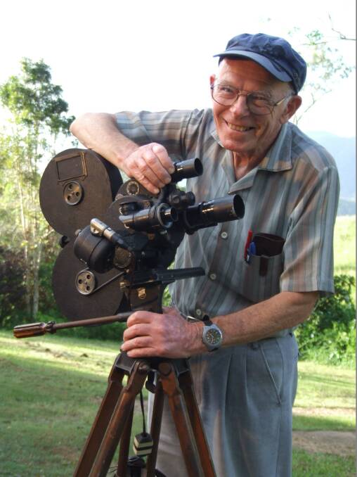 AND THE MASTER: Kevin with his trusty Bell & Howell Eyemo, which he used to capture half a century of our history. Photo: Jen Franzi.