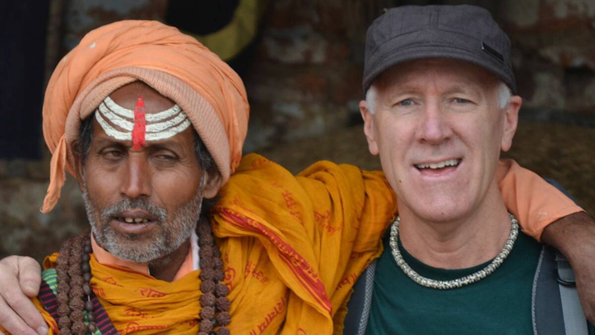 The local vibe: Neil getting to know the locals in Kathmandu.