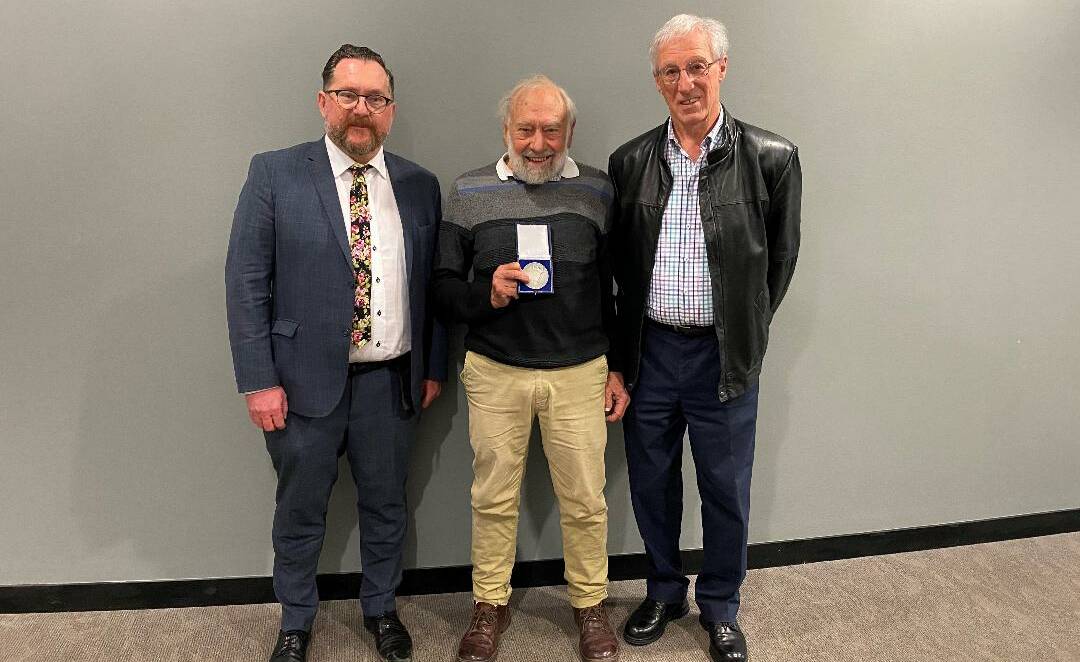 HONOUR: From left, Curtin University's Professor Archie Clements, Emeritus Professor Michael Alpers and ANZAAS WA Chair Professor David Treagust.