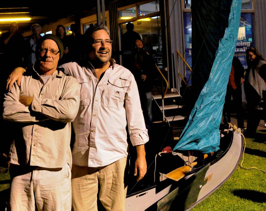 BOAT BUDDIES: Peter Lindon and Paul Chapman with their adventure craft, a folding boat, which will take pride of place at the exhibition. 