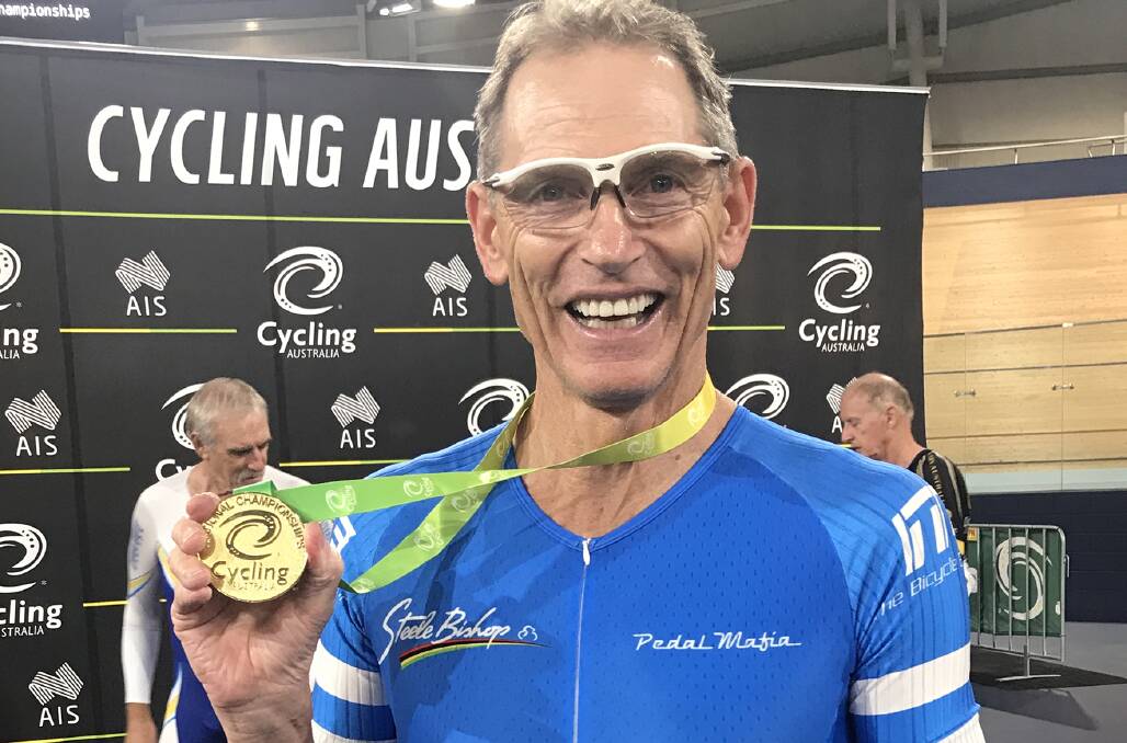 NEVER GIVE UP: Steele Bishop won gold at the recent Australian Masters Track Cycling Championships.