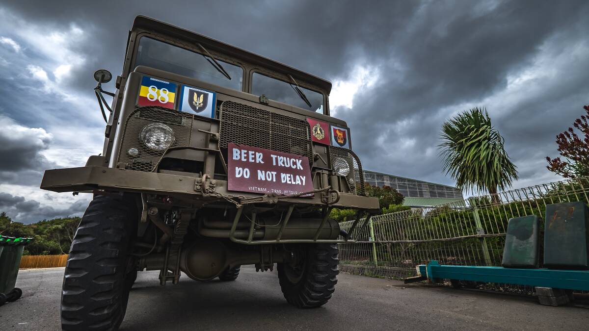 BEER NECESSITIES: A photo of a truck delivering a ration of amber fluid is also displayed.