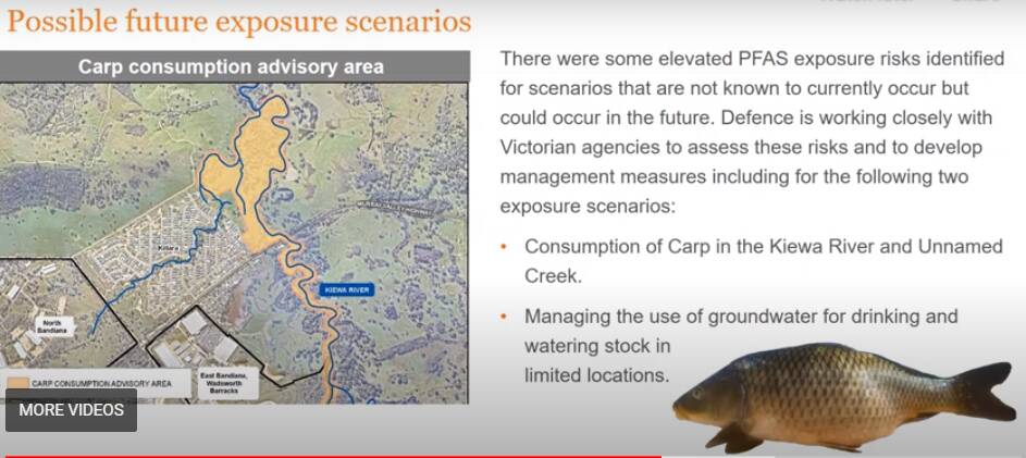 The area in orange is where Defence expects advice about carp will apply.