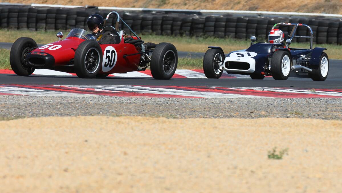 SPEEDSTERS: David Reid in a 1959 Faux Pas and Rex Robinson in his 1966 Mallock U2 v2