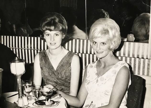 Karen Roeder (left) and her friend Anita Escobar at Spellsons in 1964. The nightclub was at 254 Pitt Street. Note the prawn cocktail! Picture supplied by Karen Roeder.