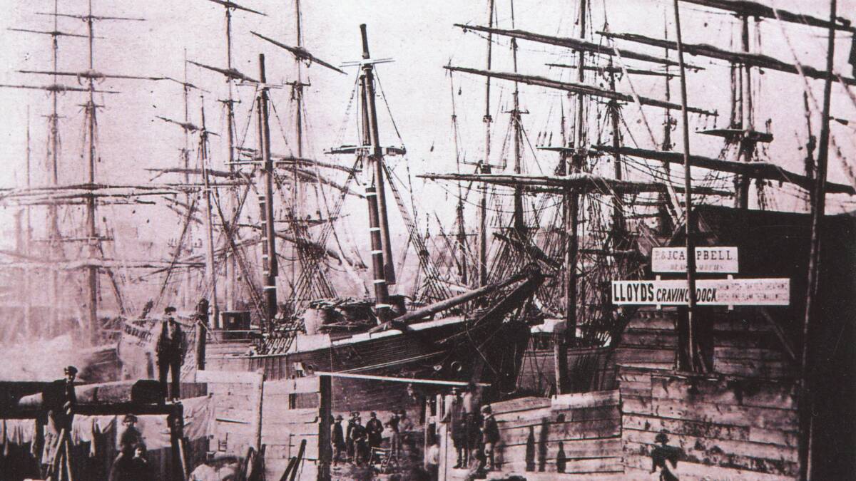 A FOREST OF MASTS: The busy Canadian port of Saint John, New Brunswick, where the Conway was built in 1851. At the time, it was said to be one of the finest vessels ever put to sea there, according to author Harley Stanton. 
