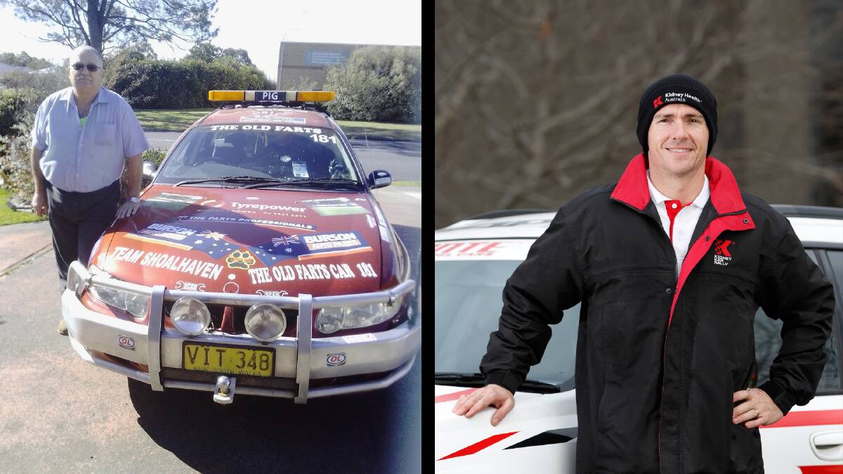 MAN AND MACHINE: (left) Ian "Pig" Usher and the Old Farts team's converted VX Berlina; (right), Supercars driver Lee Holdsworth, who will also take part in the Kidney Kar Rally.