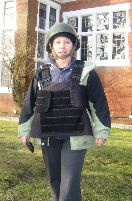 BE PREPARED: Mary all geared up during hostile environment training.