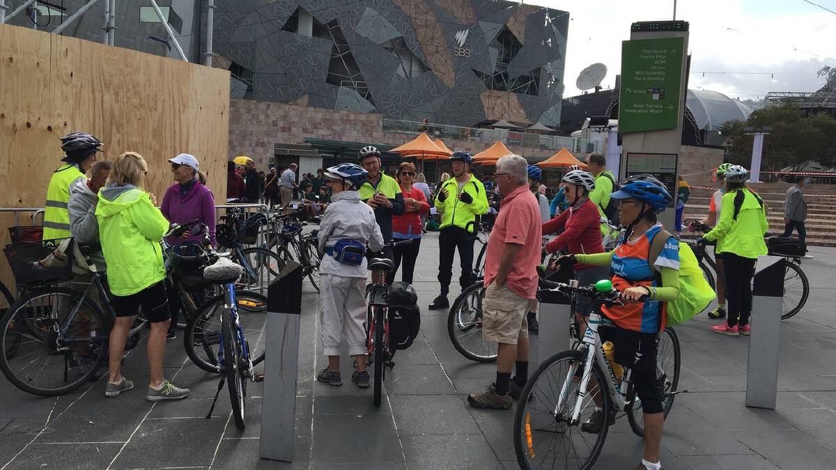 HAPPY TRAVELLERS: Federation Square is among the places visited by U3A Yarra City's On Yer Bike cycling group on its Capital City Trail East ride.