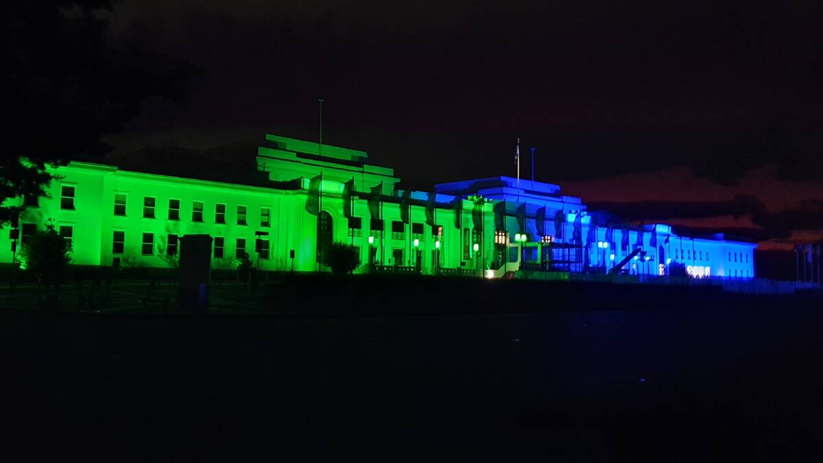  ILLUMINATING MESSAGE: Old Parliament House also dazzled in the dark for NF. 
