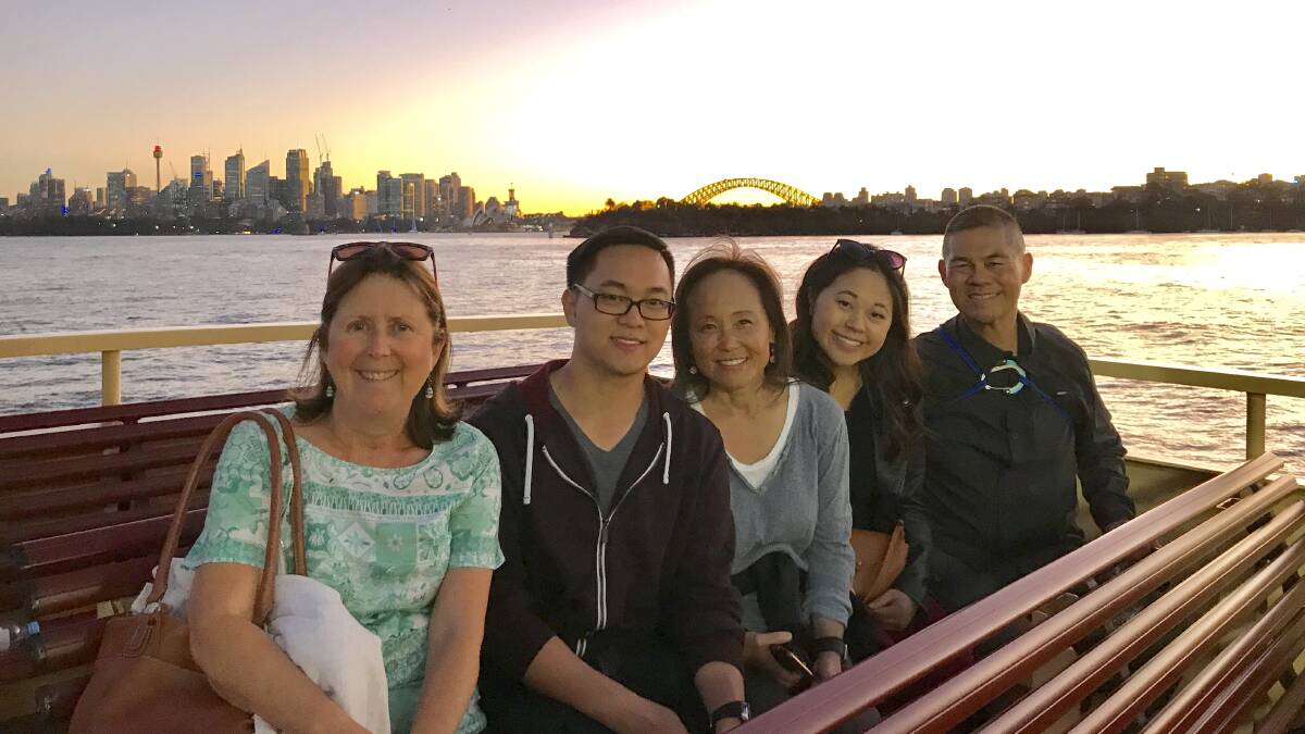 LOCAL KNOWLEDGE: Sydney Greeter Lyn Sheather with the Lim family from San Francisco.