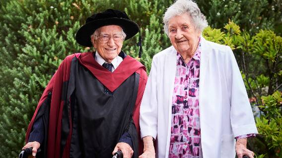 WHAT AN ACHIEVEMENT: David Bottomley and his wife Anne on graduation day.