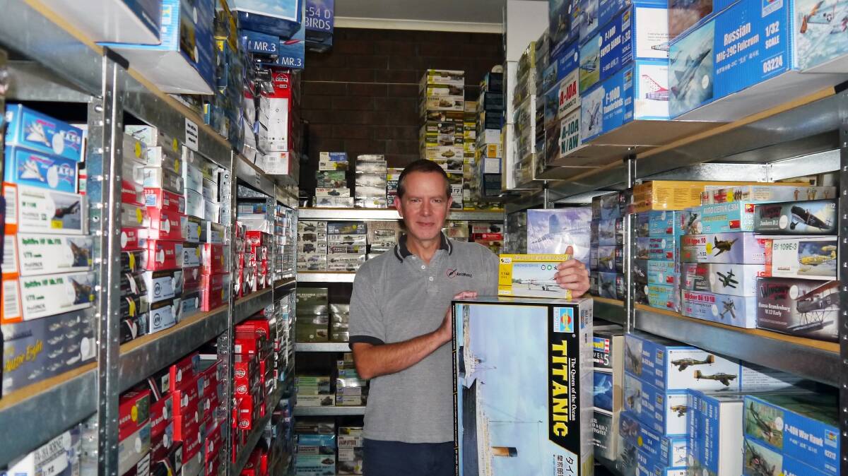 NO KIDDING ABOUT: Craig Chidley surrounded by some of the high-end, definitely non-daggy modelling kits at AeroWorks in Colonel Light Gardens.