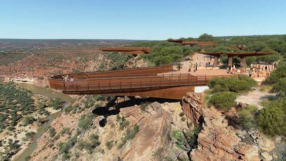 HOW IT WILL LOOK: An impression of the soon-to-be-completed Kalbarri Skywalk project. For virtual fly-through footage, go to dpaw.wa.gov.au NB: PAGE CAPTION ONLY