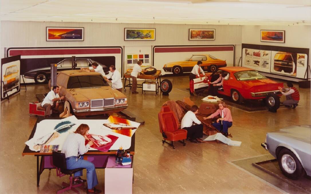 VERY MODEL OF CREATIVITY: The main Holden styling studio showing stages in design, c.1975 (RMIT Design Archives).
