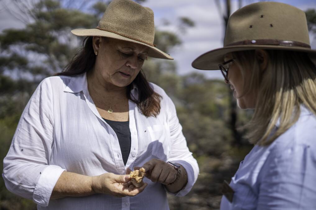 BACK TO HER ROOTS: Toni Barnett, left, with Goldfields historian Claire Weir.